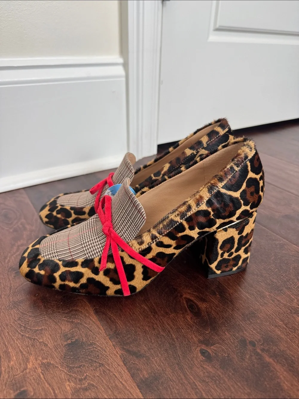 NEW Antonio Melani Real Calf Hair & Leather Loafer Heels Shoes Funky Chic Style - Picture 3 of 10